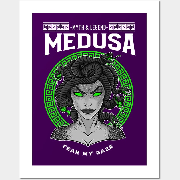 Myths and Legends: Medusa the Cursed-Greek mythology design Wall Art by JustJoshDesigns